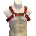 JUGUETES - PECHERA DE CUERO PARA HOMBRE - ROJO CON NEGRO